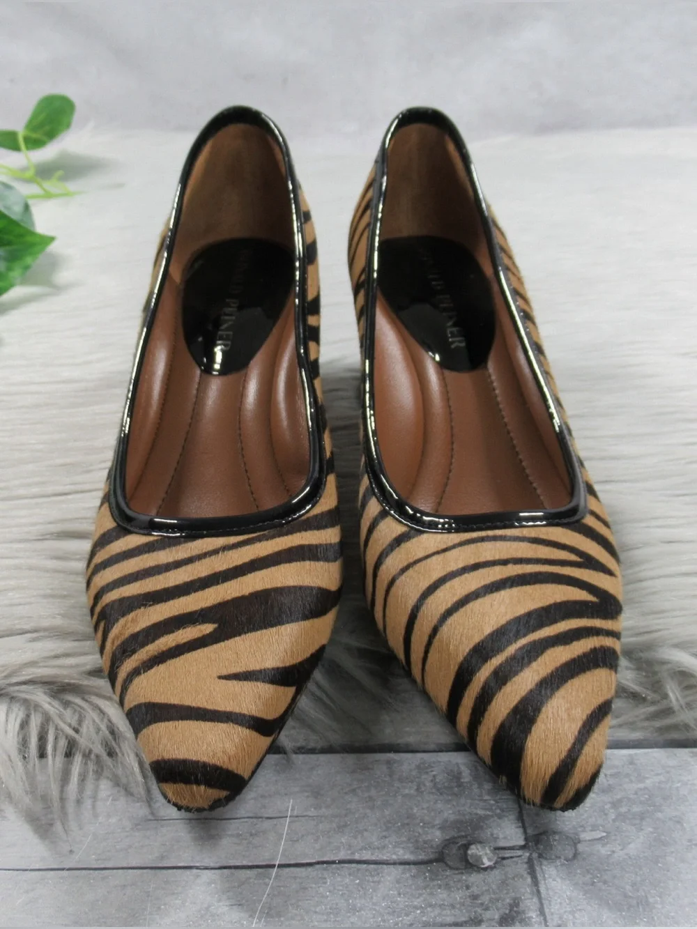 DONALD PLINER Aston Calfhair Zebra Print Block Heel Pumps - Women's Size 7M